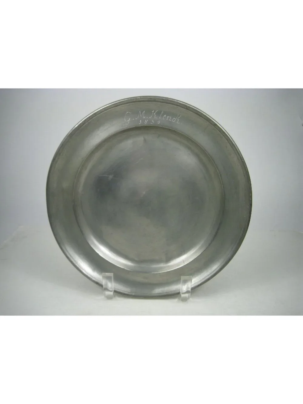 Zinn German Antique Pewter Plate Engraved Klenck 1839 Charger Home Georg Gonzler